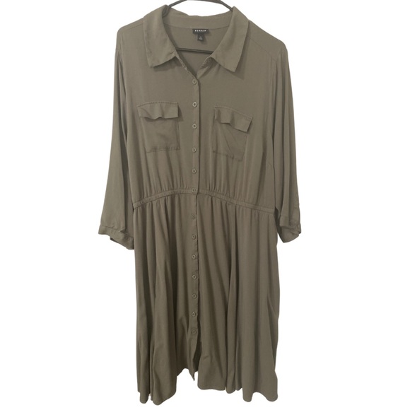 torrid Dresses & Skirts - Torrid Olive Green Button-Up Shirt Dress Size 3x